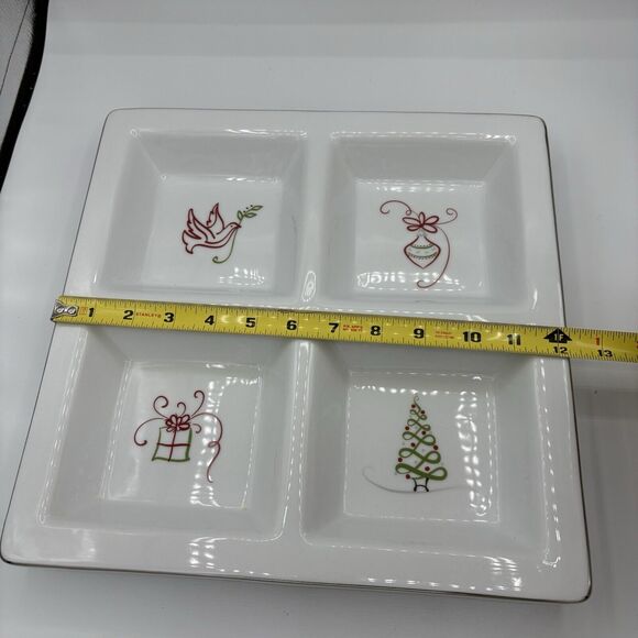 St Nicholas Square Serving Platter Plate Tis The Season 4 Compartment Square - Picture 3 of 6
